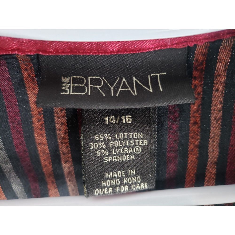 Lane Bryant Womens Long Sleeve Button Front Shirt Blouse Colorful‎ Stripe 14 16 - Picture 3 of 8